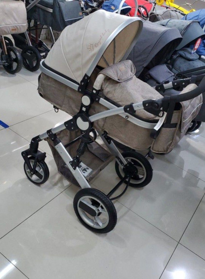 2 In 1 Stroller Beige Color