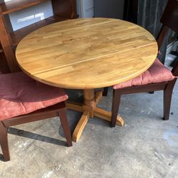 Solid Wood Dining Table With Two Chair