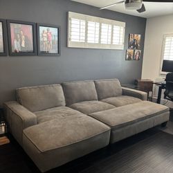 Grayish/Olive Couch + Ottoman