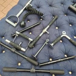 Gym 9 Cable Attachments - Rope, Straight Arm, Row