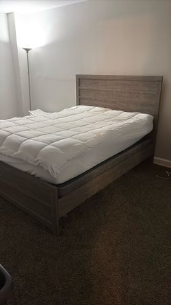 Queen Frame With Mattress And Nightstand