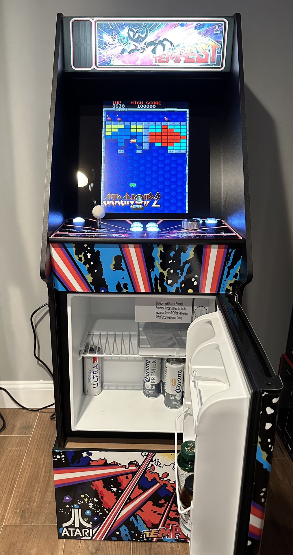 Vertical Arcade Machine with Fridge (Plays 60+ games)