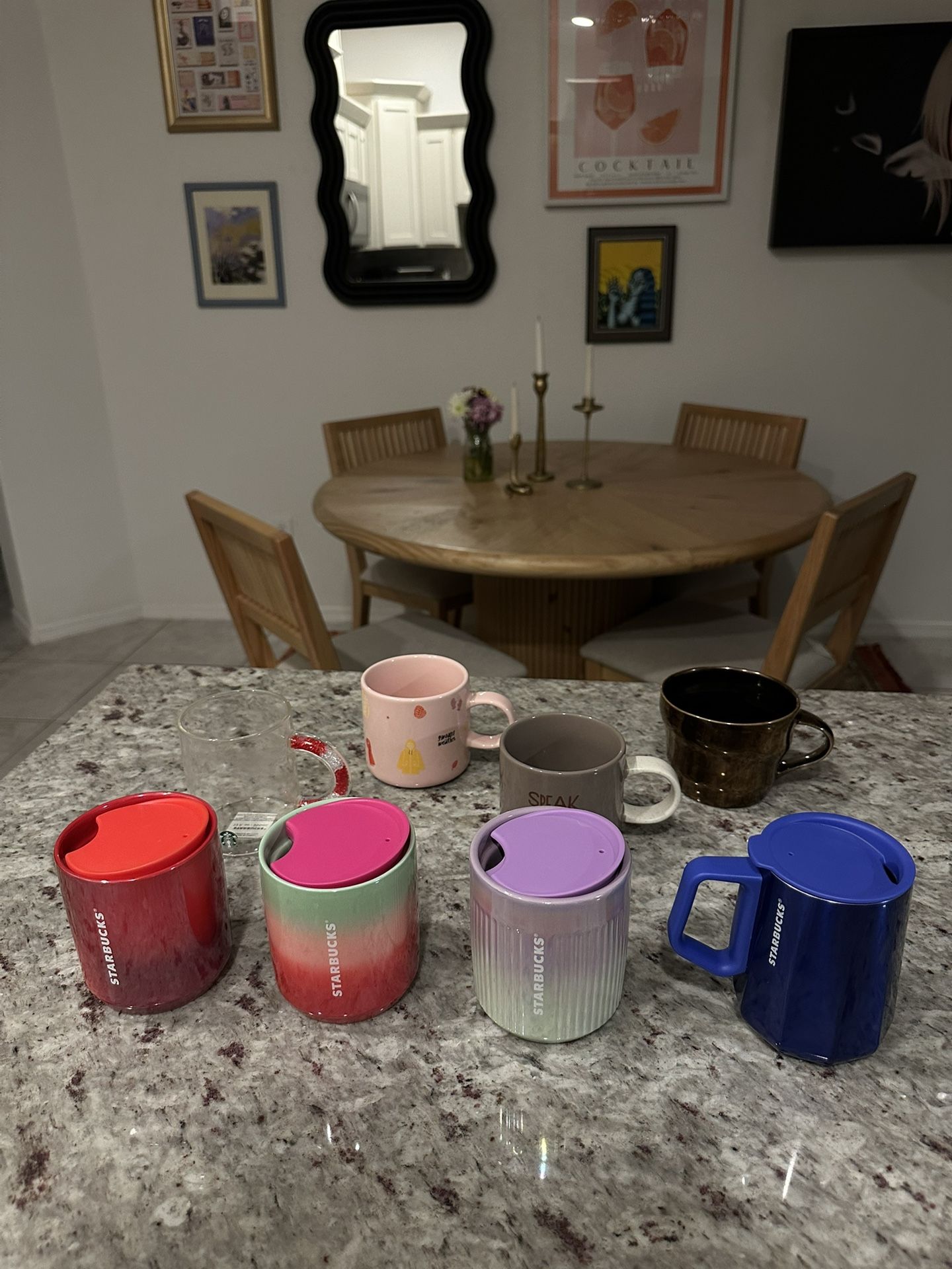 8 Starbucks Mugs & Travel Thermos