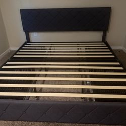 grey king sized bed frame with drawers 