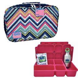 Lunch Box Set with Bento Box & Cover, Water Bottle & Ice Pack | Zig Zag Pattern