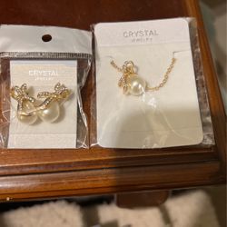 Pearl Dropped With Diamond Studs With Gold Chains from Crystal Jewelry