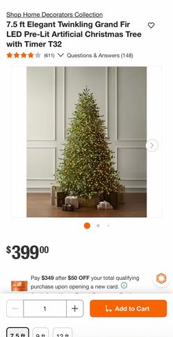 Árbol de Navidad Preiluminado LED 7.5 Pies (Grand Fir) – ¡750 Luces Incluidas!