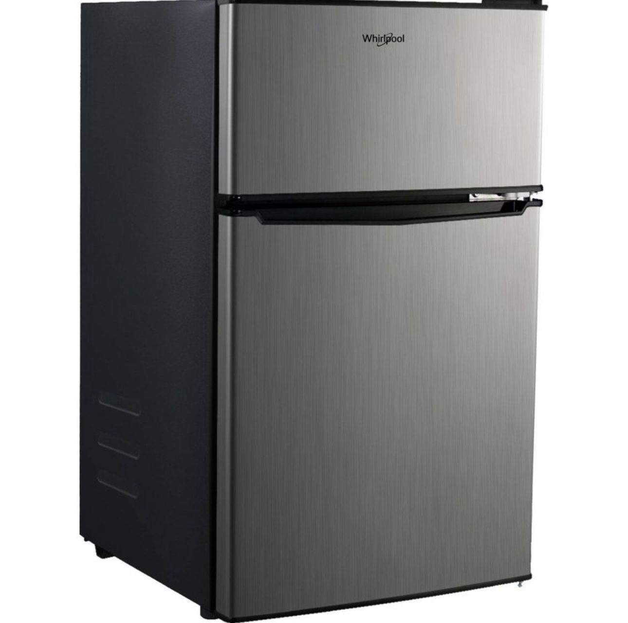 Whirlpool 3.1 cu ft Mini Refrigerator Stainless Steel WH31S1E: Energy Star Certified Dorm Fridge, Reversible Door, 2 Shelves