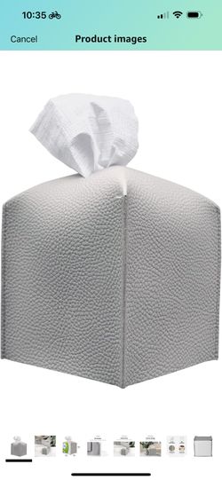 Carrotez Tissue Box Cover, [Refined] Modern PU Leather Square Tissue Box Holder - Decorative Organizer for Bathroom Vanity Countertop, Night Stands, O