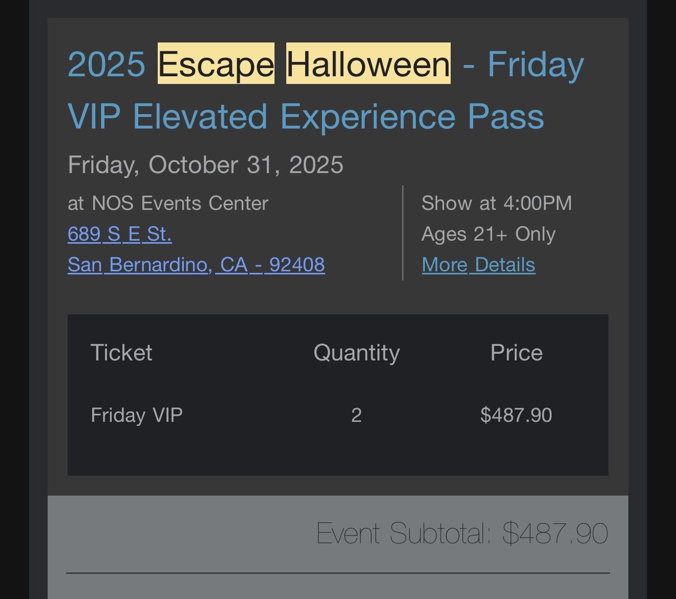 VIP ESCAPE HALLOWEEN FRIDAY ONLY ( 3 )