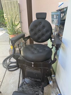 Antique Barber Chair Black Tufted