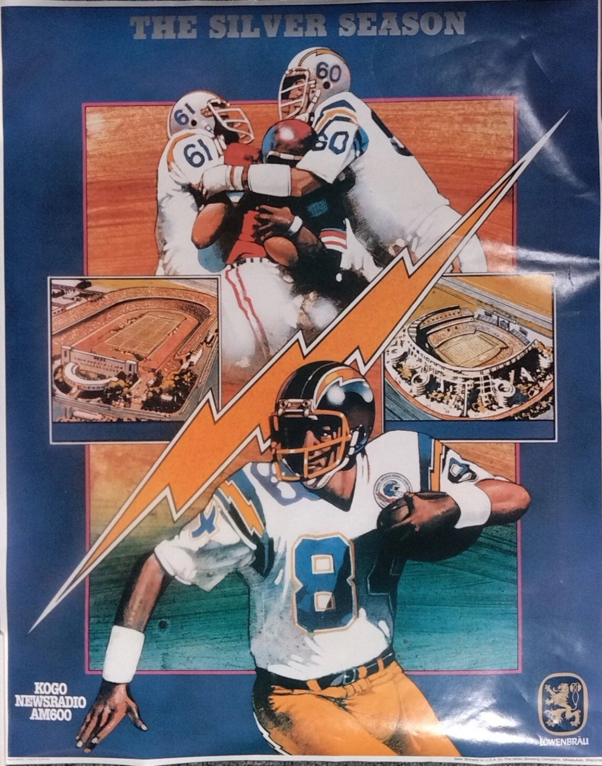 1984 CHARGERS "The Silver Season" SGA Promo Poster - NFL - Lowenbrau - 17"x22"