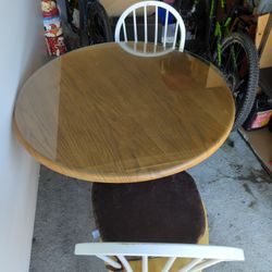 Wood Table With Two Chairs 