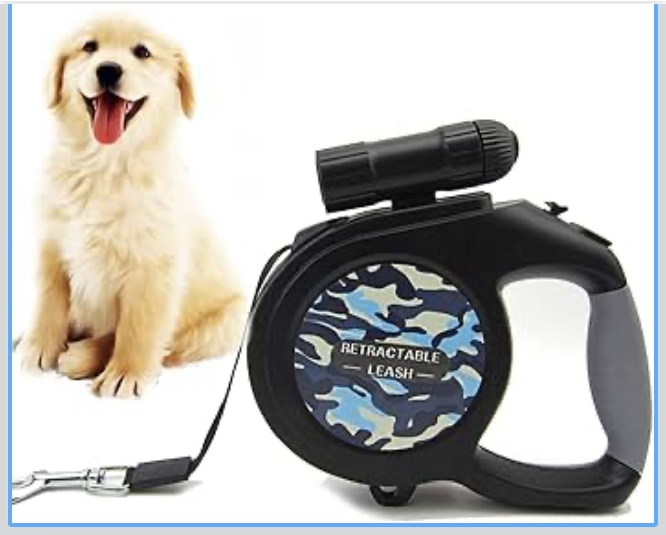 Retractable Dog Leash,Heavy Duty 26 Ft Strong Nylon Tape with LED Light Detachable,Dog Walking Leashfor Medium Large Dogs Up to 110Lbs, Moving Free, O