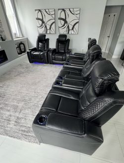 5 Ashley Power Recliner with Adjustable Headrest Set – (5 Recliners In Total)