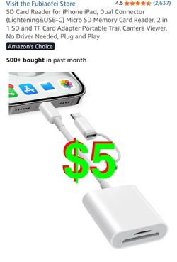 SD Card Reader for iPhone iPad, Dual Connector (Lightening&USB-C) Micro SD Memory Card Reader, 2 in 1 SD and TF Card Adapter Portable Trail Camera Vie