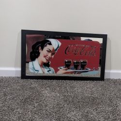 Brand New Retro Coca-Cola Glass Picture With Frame