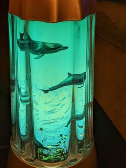 Vintage 1994 Rabbit Tanaka Lighted Rotating Undersea Dolphin Table