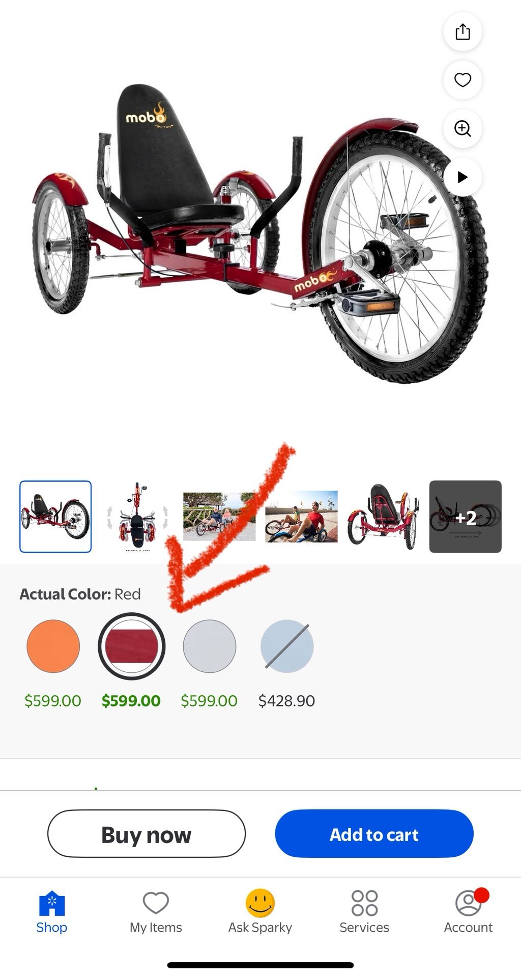 MOBO Triton- The Ultimate Three Wheeled Cruiser (Red) 