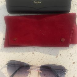 $99 Cartier, Sunglasses Case, Soft Case Blue, Silver Lenses, Luxury, Male, Female Woman, Man Unisex