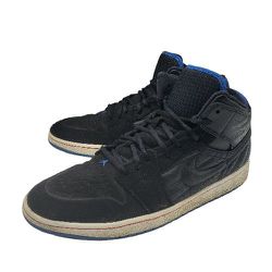 Nike Air Jordan 1 Retro 99 Shoes Mens 13 M Black/Blue Leather Suede Sneakers Mid