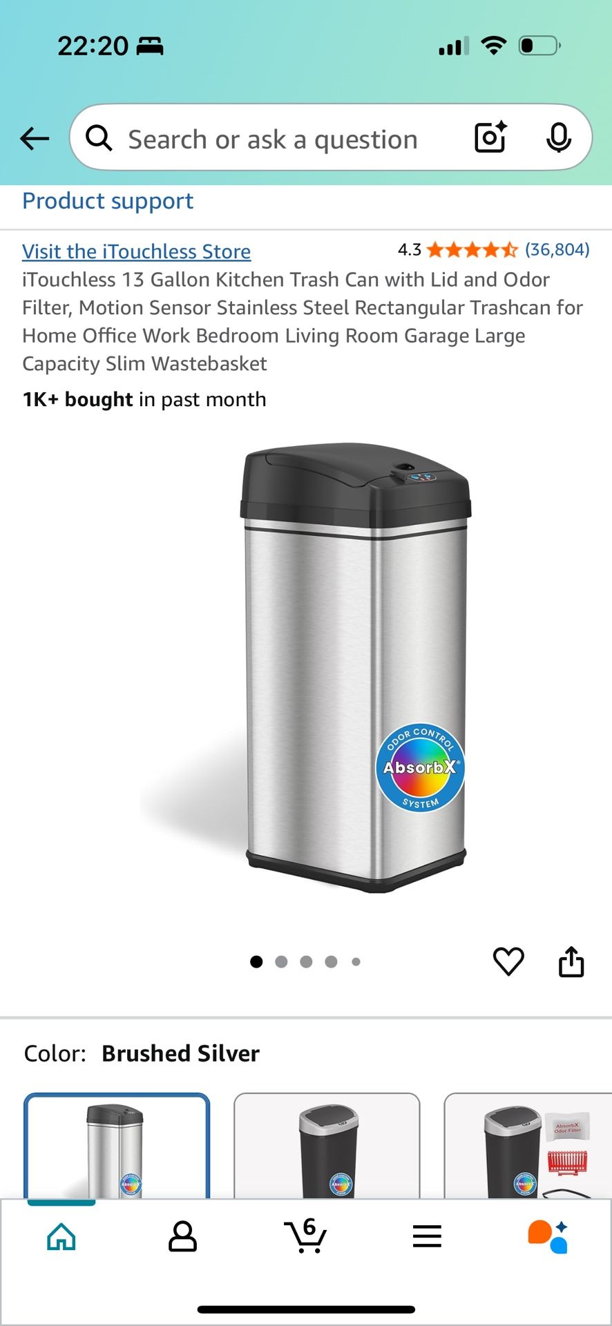 Stainless Steel Sensor Activated 13Gallon Trash Can