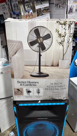 Better Homes and Gardens 49.4 inch Black Pedestal Fan with 3 Speeds, Oscillation, Adjustable Height New