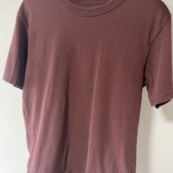 Uniqlo U Mens Size S Burgundy Heavyweight Crew Neck Short-Sleeve T-Shirt Cotton