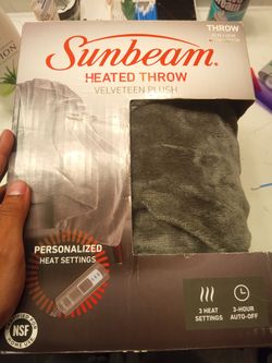 Sunbeam Heated Throw Velveteen Plush 50x60