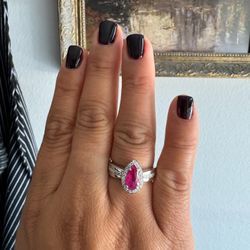 14k Gold Natural Diamond And Ruby Ring, 8.8 Grams, Size 7.5