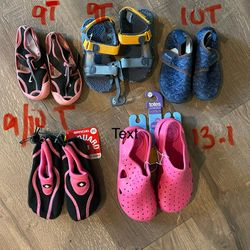 Kids water shoes, sandals  $4-$8 each