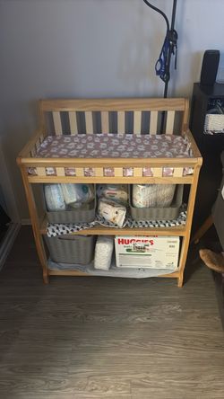 Wooden Baby Changing Table with Shelves