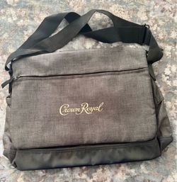 NEW Gemline Crown Royal Promo Gray/Black Embroidered Messenger Bag w/ Pockets.