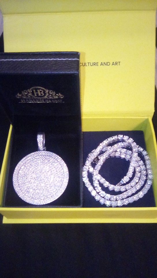 Moissanite Tennis Chain And Pendant