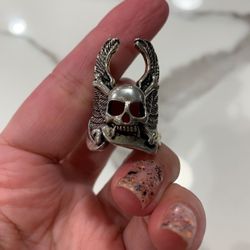 WINGED SKULL AND CROSSBONES RING size 13