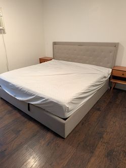 King Size Bed Frame with storage and charging port $125