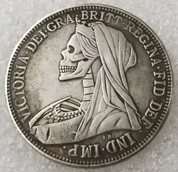UK, Hobo 1893 Skull Skeleton Zombie Coin