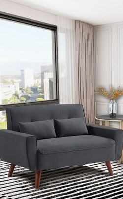 2 Tufted Loveseats-Modern Gray (Excellent Condition), Original Box is available. Together $200 or Separately $115