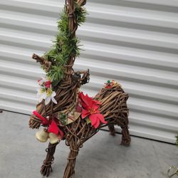Vintage Wicker Woven Christmas Deer 23x14