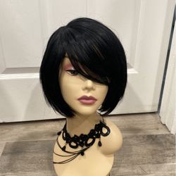 Wig / Black Haired Wig / Bob Style wig /wig synthetic blend