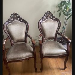Pair Of Antique Arm Chairs Louis XV New Upholstery And Clean 