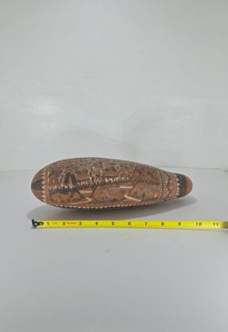 Hand-Carved Decorative Gourd with Folk Art Scenes