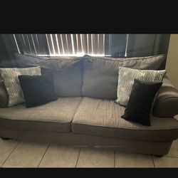 Fabric Grey Couch With Queen Pullout Bed 