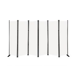 (New) 6 Panel Room Divider, 9FTx6FT Folding Privacy Wall Screen, Tabique, White