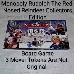 Monopoly Rudolph The Red-Nosed Reindeer Collectors Edition Board Game In Excellent Condition (3 Mover Tokens Are From A Different Monopoly Game)