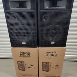 NIB Acoustic Audio BR12 Passive 12" Speaker Pair 3 Way DJ PA Karaoke Band Speakers  