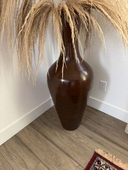 Tall Brown Bamboo Floor Vase