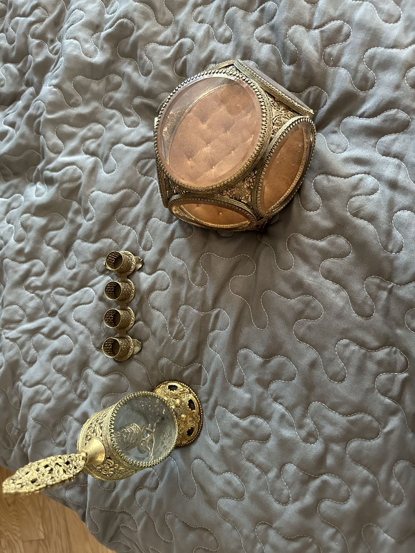 Antique Brass Ormolu Jewelry Set 20th Century French