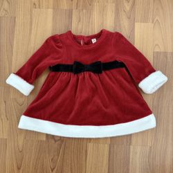 Baby Girl Christmas Santa Red Velour Dress 0-3 Months