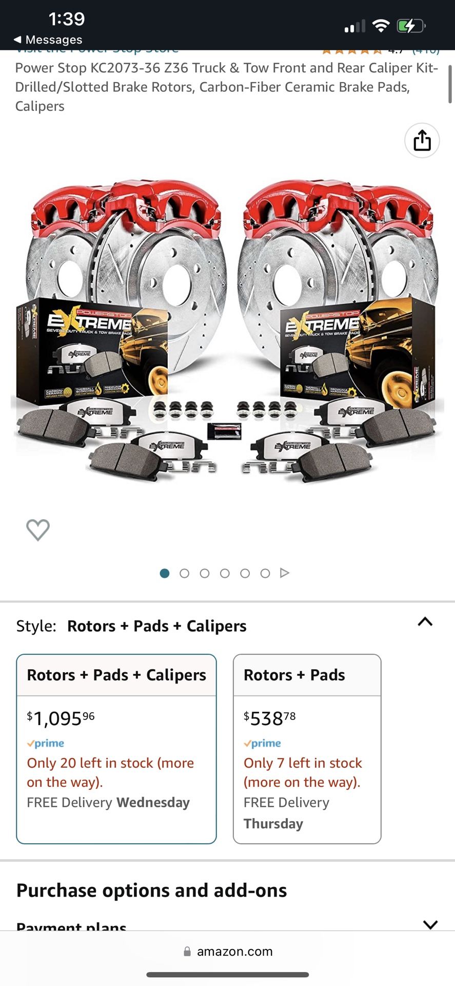 Power Stop KC2073-36 Z36 Truck & Tow Front and Rear Caliper Kit-Drilled/Slotted Brake Rotors, Carbon-Fiber Ceramic Brake Pads, Calipers gUREME